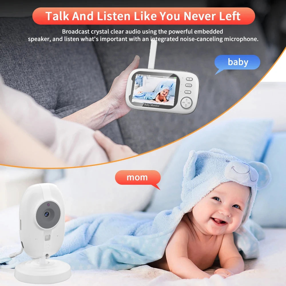 Wireless Baby Monitor: 3.5 Inch Screen with Night Vision & Two-Way Audio