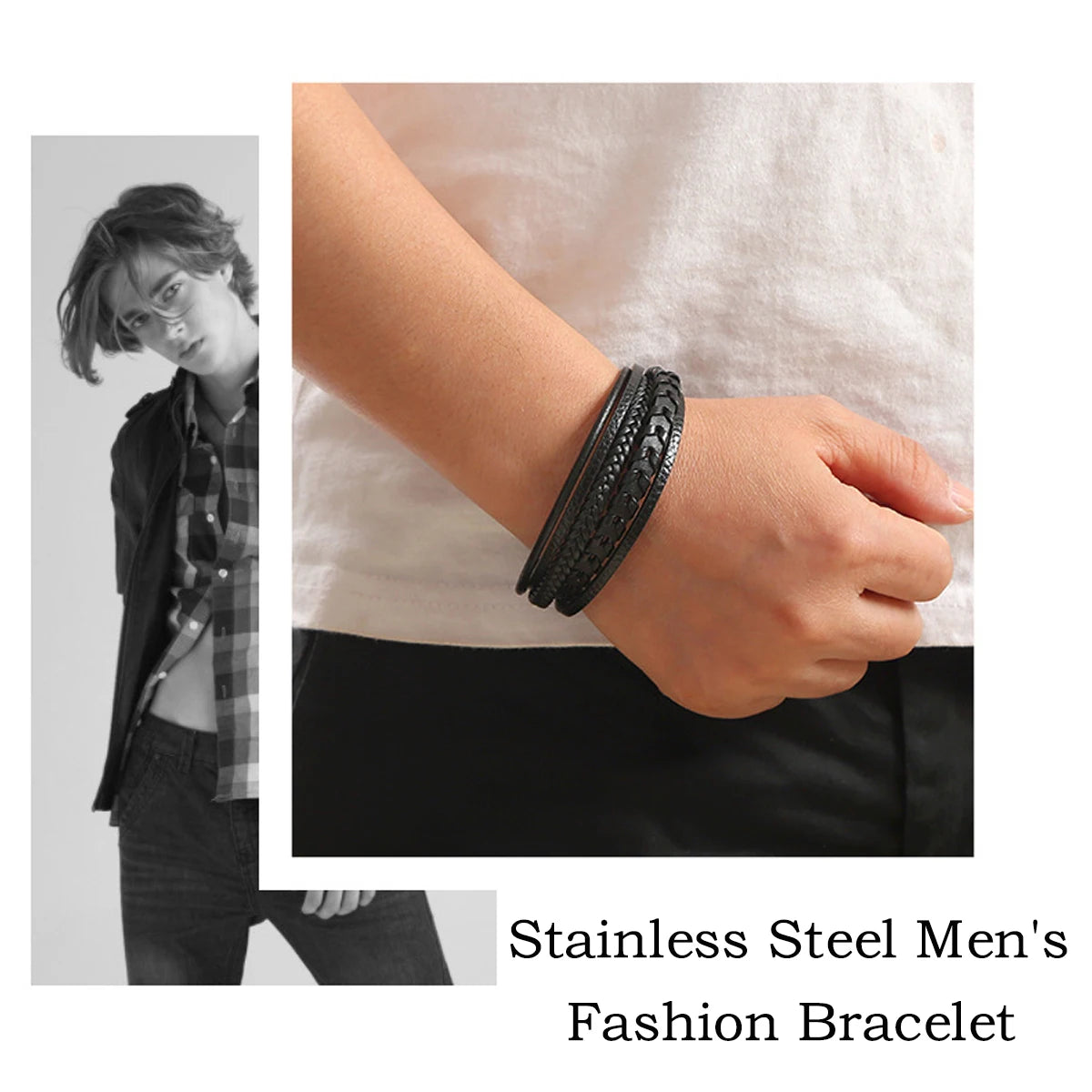 Multi-Layered Leather Bracelet: Vintage Style with Alloy Magnetic Buckle