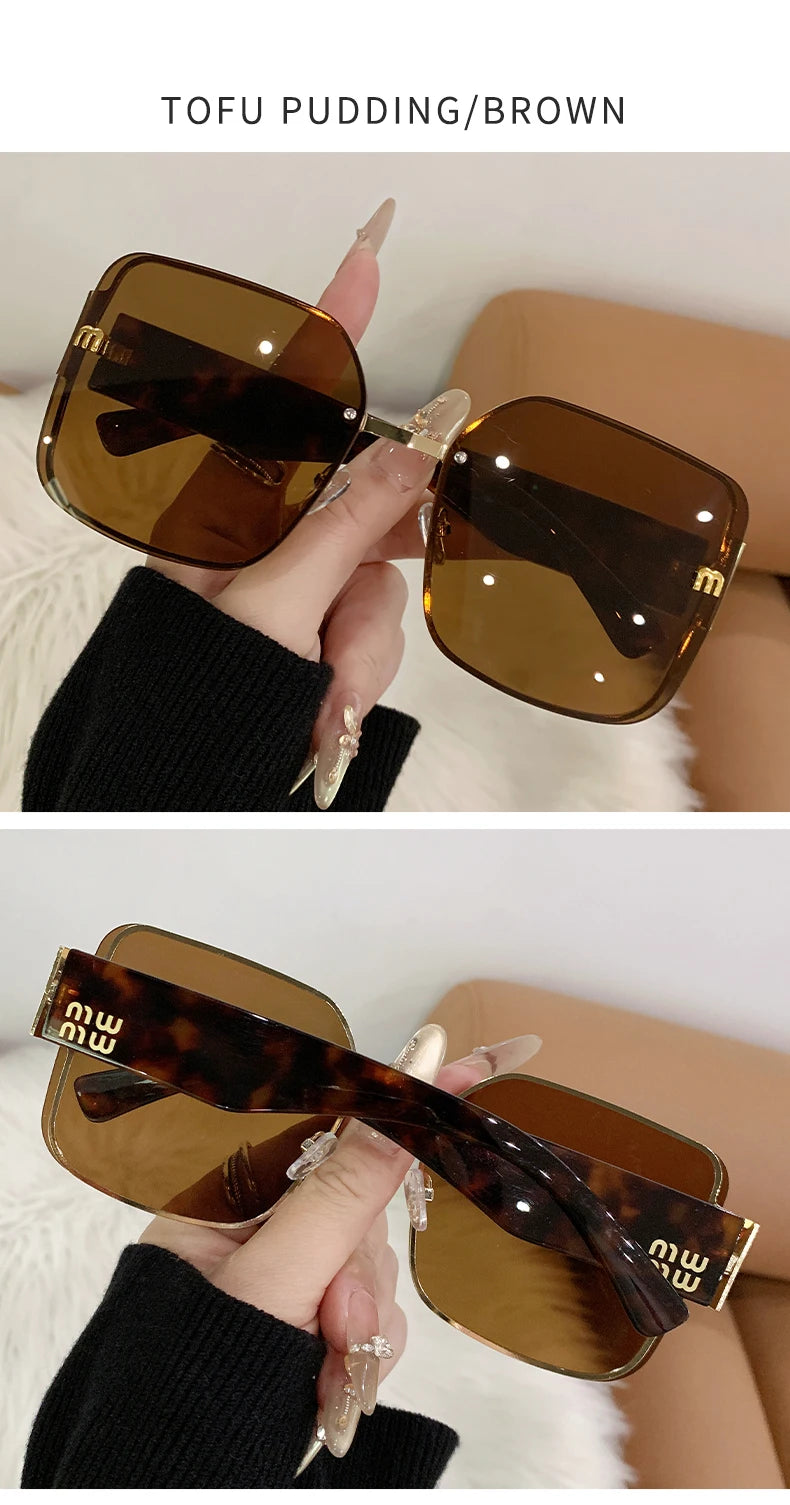2025 Trend: Frameless Edge Cut M Letters Light Luxury Sunglasses