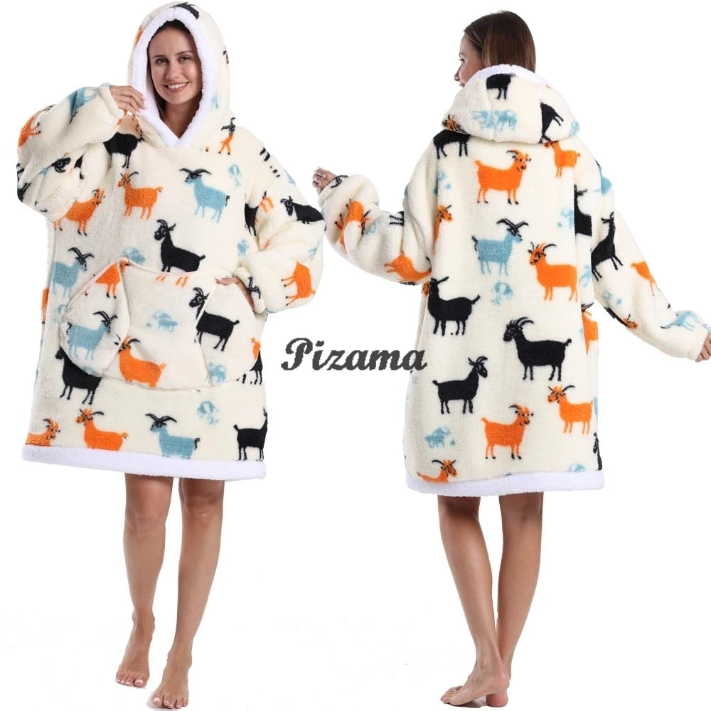 Oversized Wearable TV Blanket: Cozy Full Sleeve Sweatshirt for Halloween and Christmas