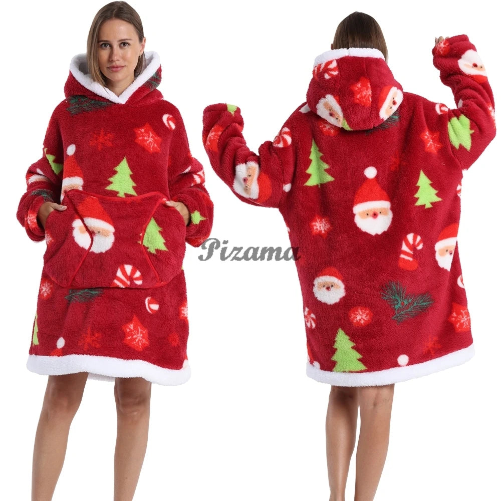 Oversized Wearable TV Blanket: Cozy Full Sleeve Sweatshirt for Halloween and Christmas