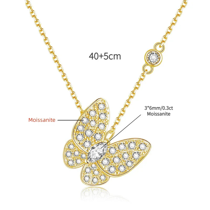Elegant Butterfly Pendant: Dazzling Moissanite Necklace for Women