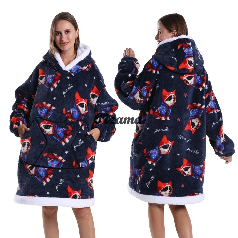 Oversized Wearable TV Blanket: Cozy Full Sleeve Sweatshirt for Halloween and Christmas