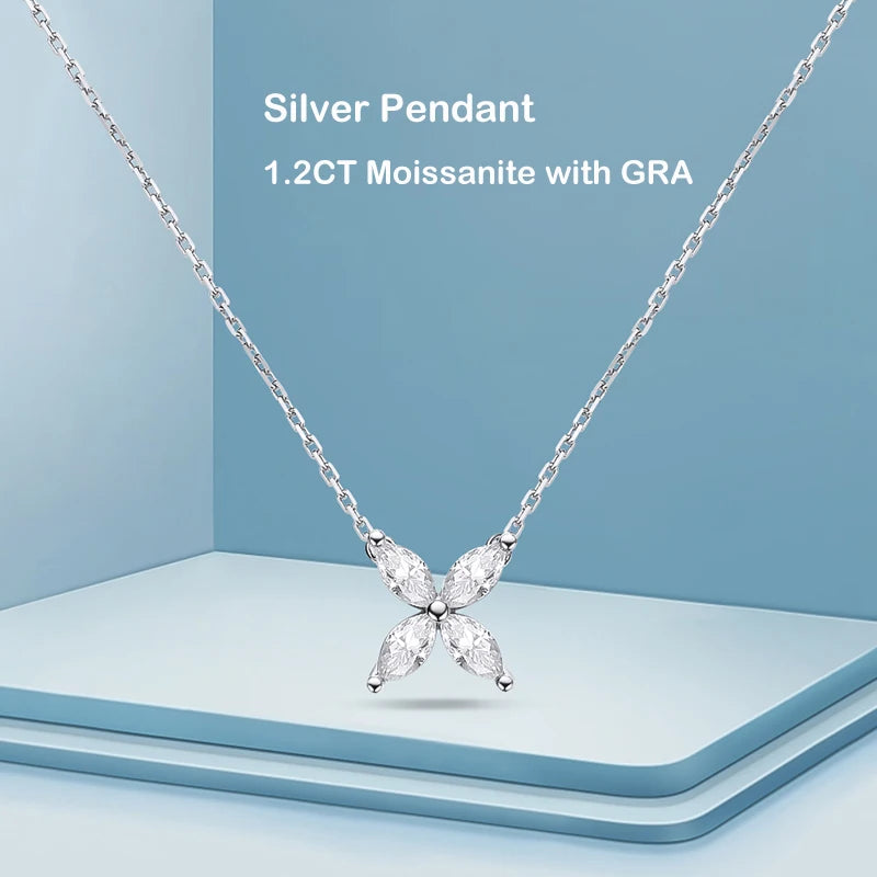 Radiant Butterfly Pendant: 1.2CT Moissanite in Sterling Silver