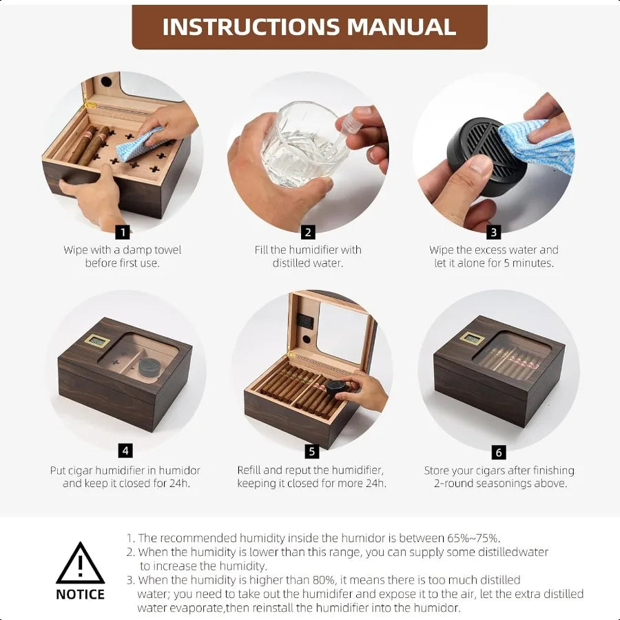 Luxury Cigar Experience: Stylish Humidor with Cedar Wood Tray and Dividers