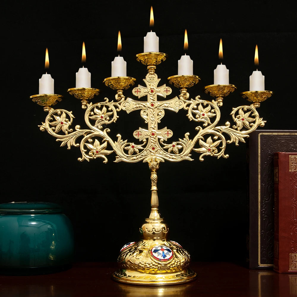Elegant 7-Arm Candelabra: Vintage Design for Spiritual Ceremonies