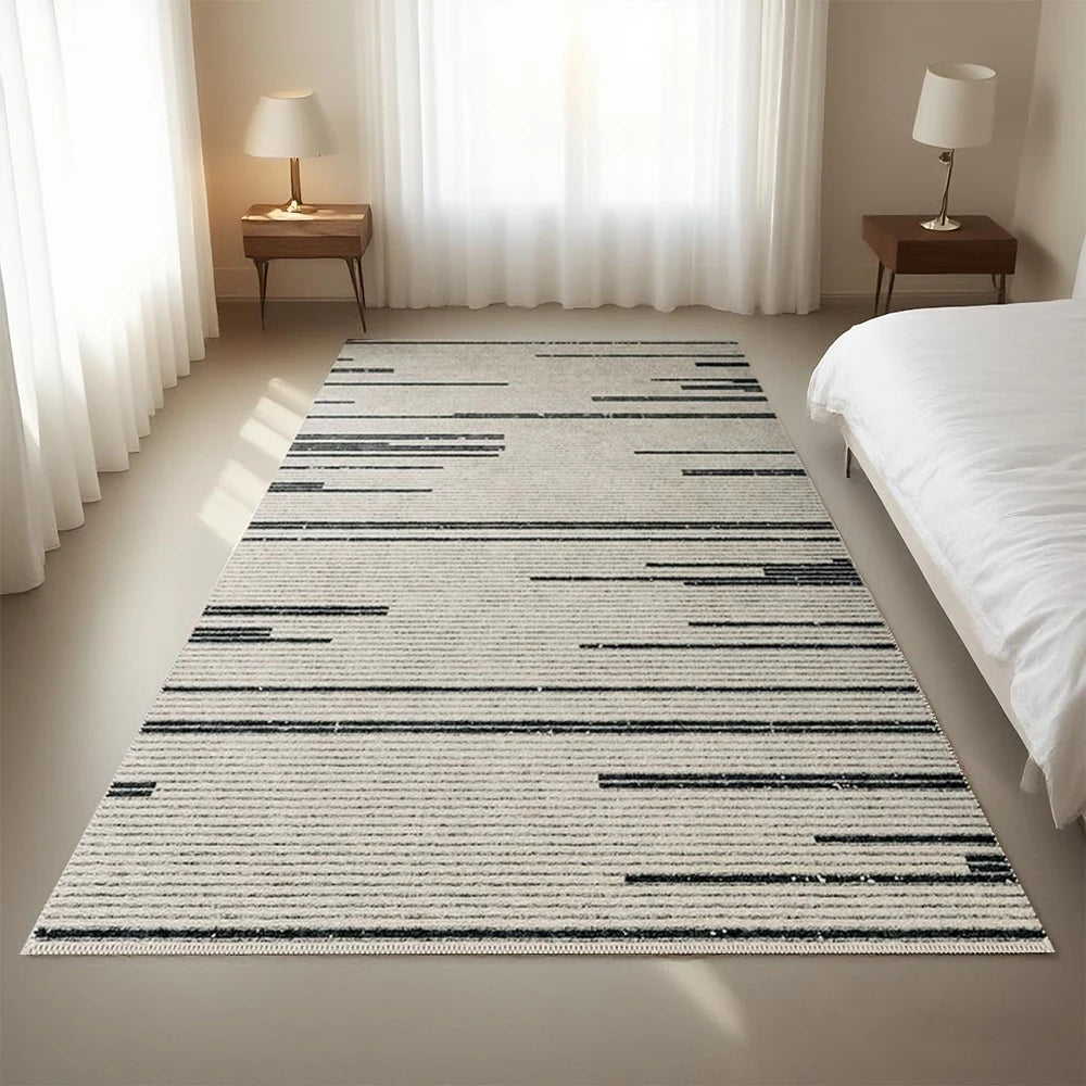 Vibrant Geometric Bedside Rug: Non-Slip Polyester Carpet for Home Decor