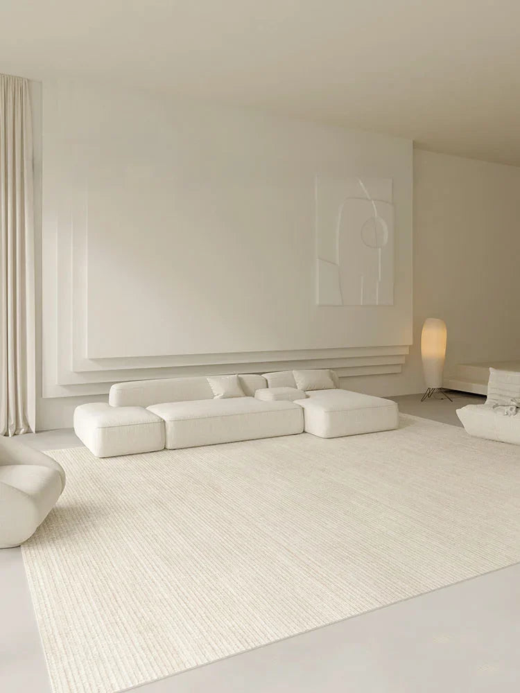 Versatile Minimalist Beige Lines Area Rug: Elevate Any Space