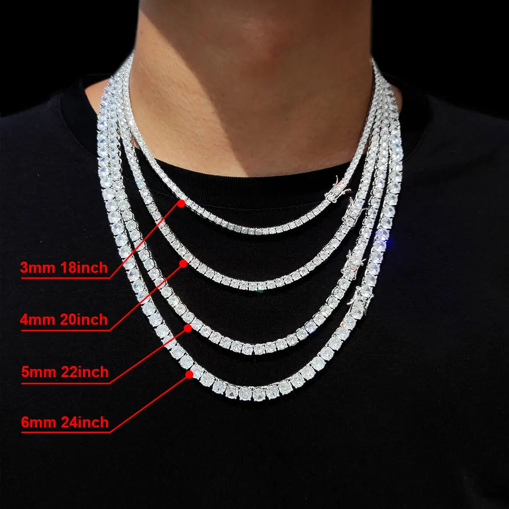 Iced Out Elegance: Single Row Cubic Zirconia Necklace for Men and Women