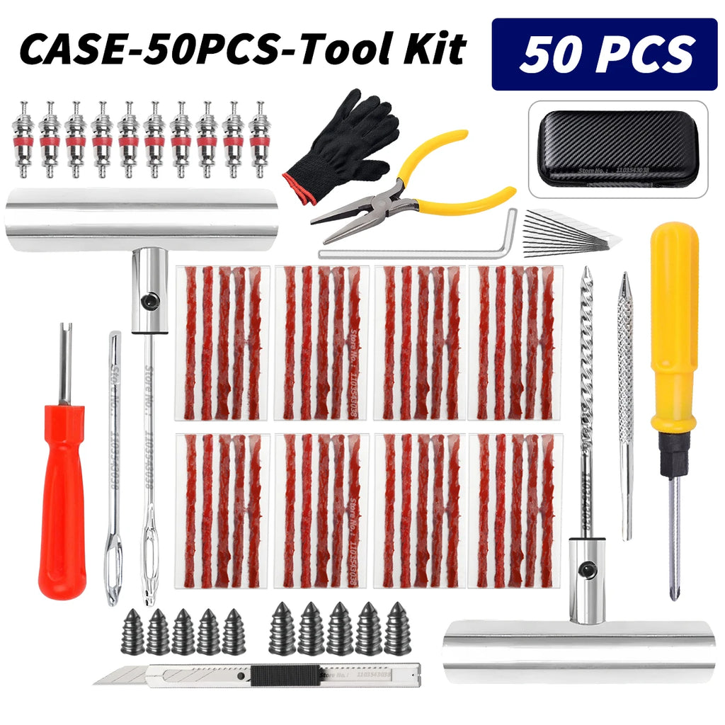 Car Tire Repair Kit Puncture Plug Tools Tyre Puncture Emergency for Universal Tire Strips Stiring Glue Repair Tool Kit