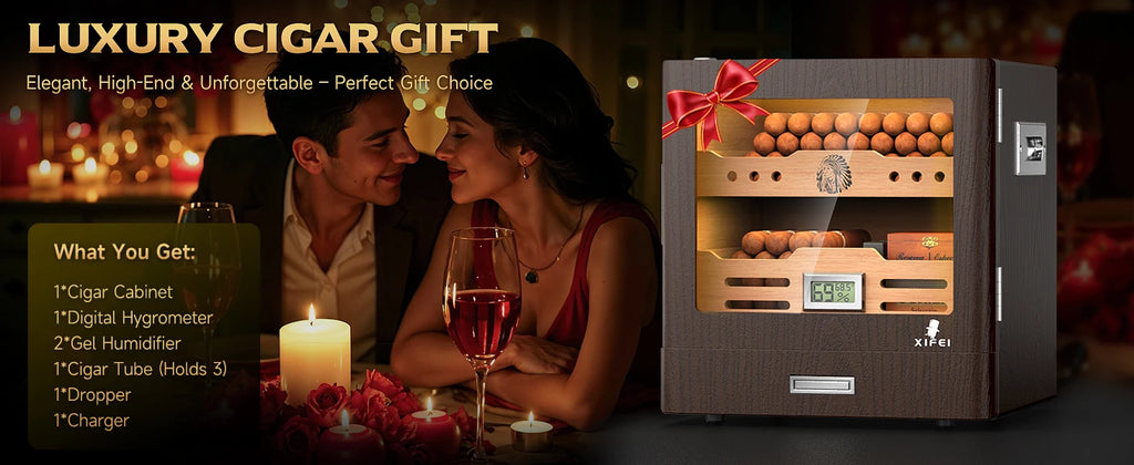 Elegant Desktop Humidor with Lighting: Ideal for Up to 100 Cigars