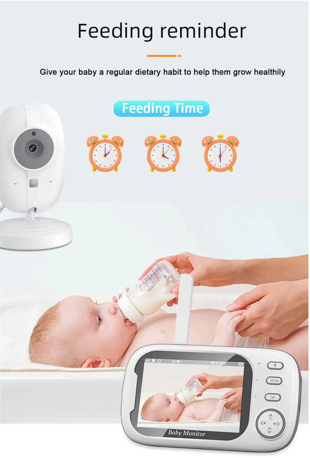 Wireless Baby Monitor: 3.5 Inch Screen with Night Vision & Two-Way Audio