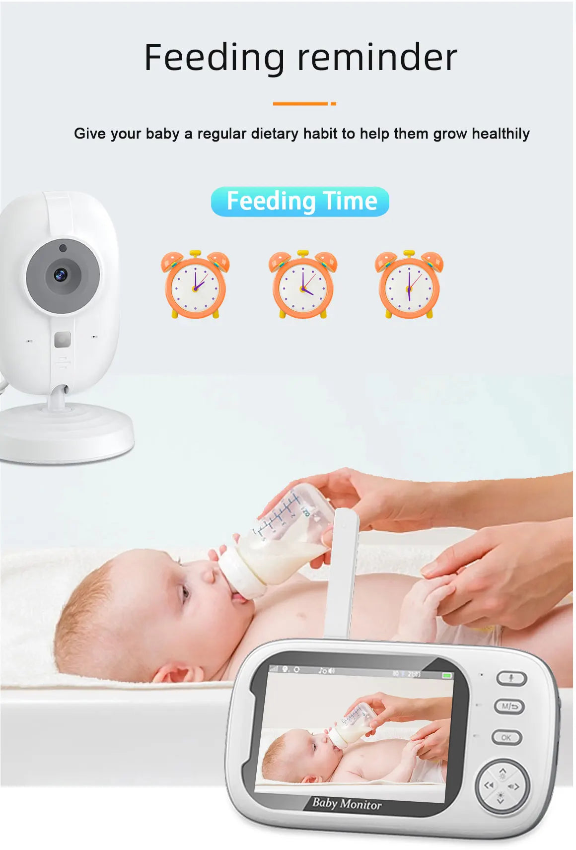 Wireless Baby Monitor: 3.5 Inch Screen with Night Vision & Two-Way Audio