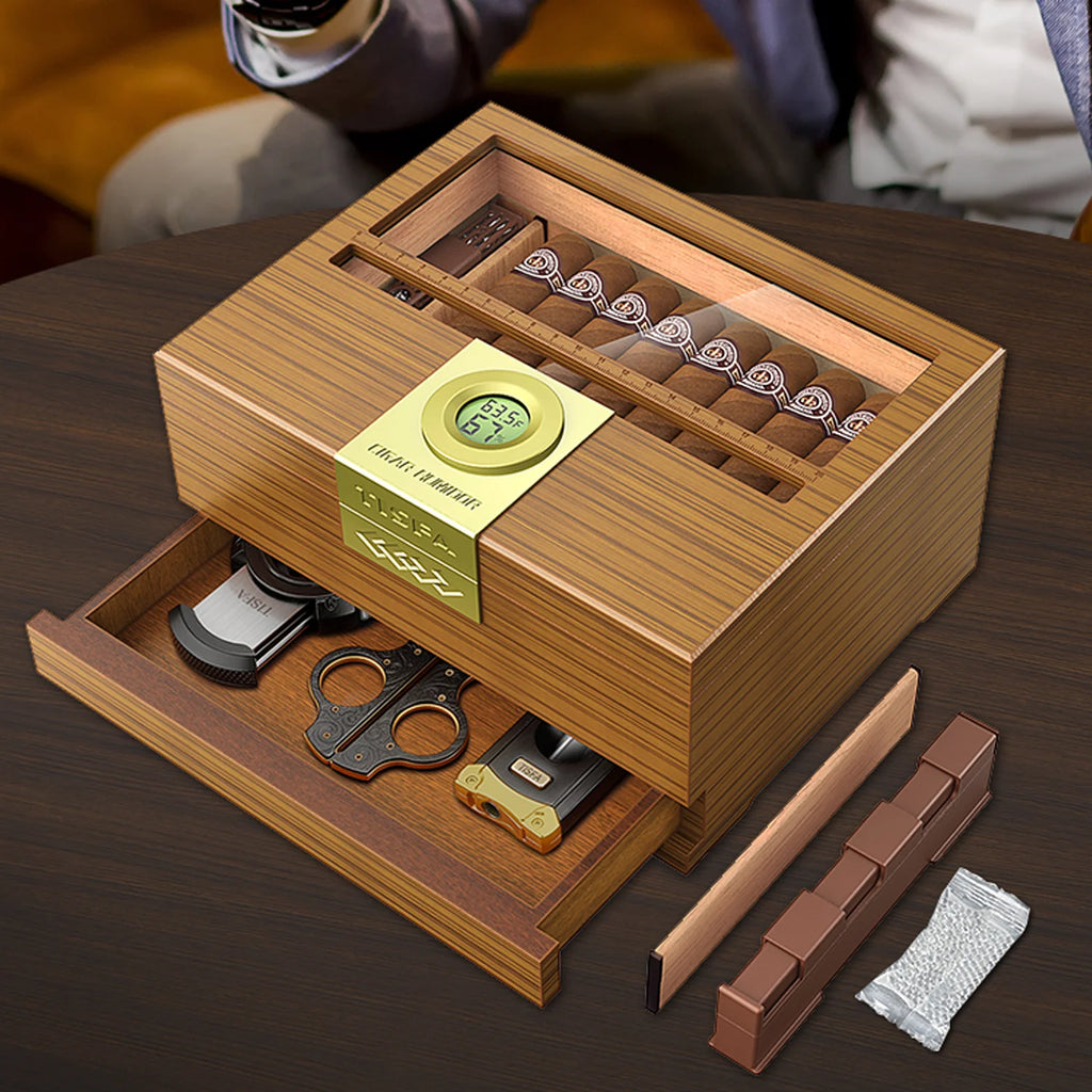 Cedar Cigar Box Humidor: Perfect Storage with Hygrometer and Divider