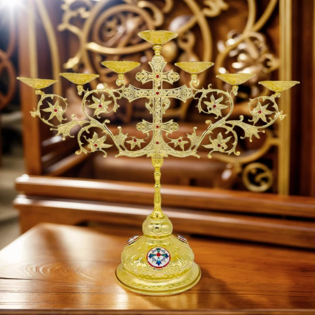 Elegant 7-Arm Candelabra: Vintage Design for Spiritual Ceremonies
