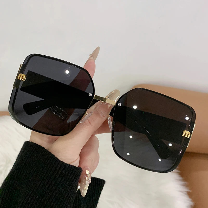 2025 Trend: Frameless Edge Cut M Letters Light Luxury Sunglasses