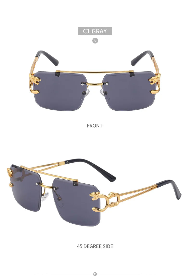 Unisex Leopard Rimless Sunglasses: Stylish Eye Protection with UV400 Lenses