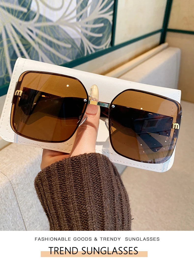 2025 Trend: Frameless Edge Cut M Letters Light Luxury Sunglasses