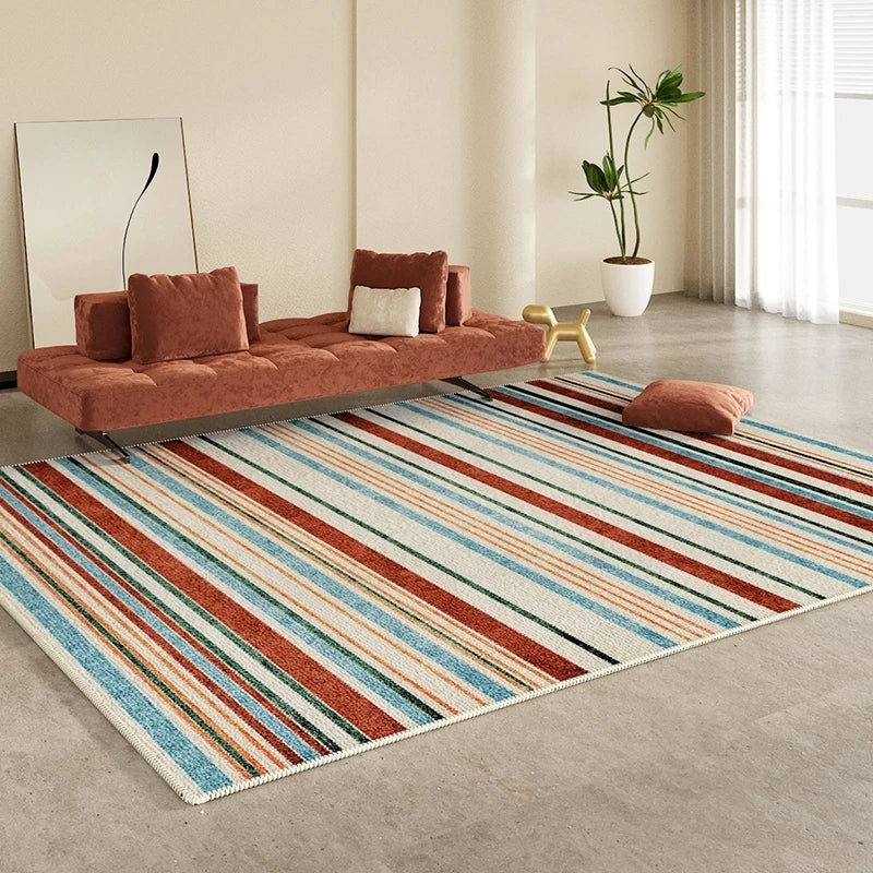 Vibrant Geometric Bedside Rug: Non-Slip Polyester Carpet for Home Decor