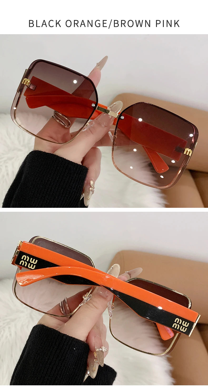 2025 Trend: Frameless Edge Cut M Letters Light Luxury Sunglasses