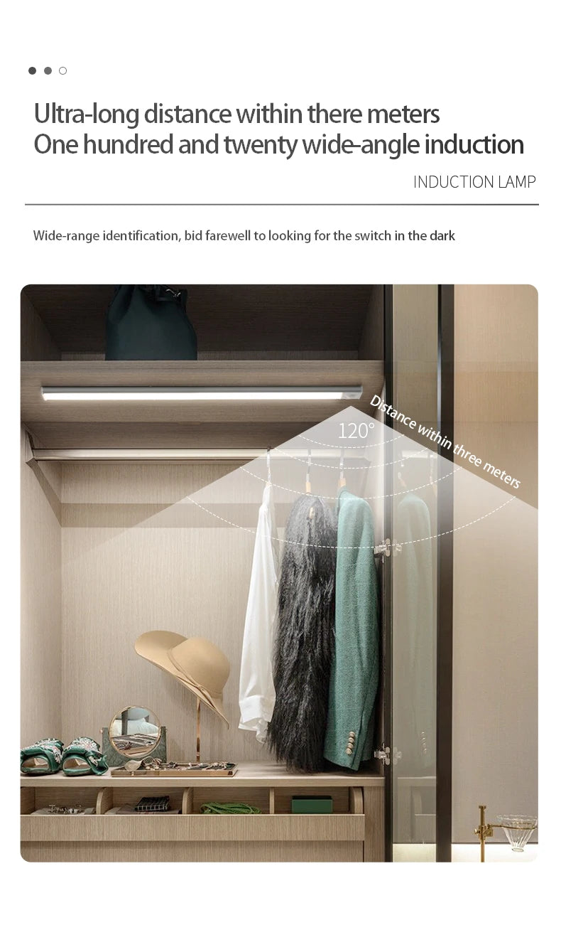 Three-in-One Motion Sensor LED Light: Ideal for Kitchen, Cabinet, and Bedroom Use