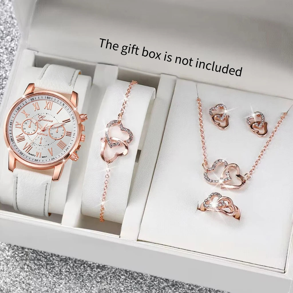 Stylish Wristwear Ensemble: 5/6-Piece Analog Watch and Jewelry Set for Women