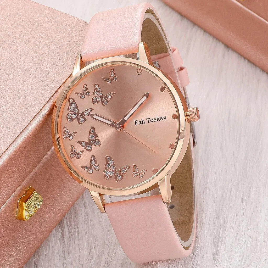 Elegant Butterfly Watch Set: Timeless Style with Sparkling Details