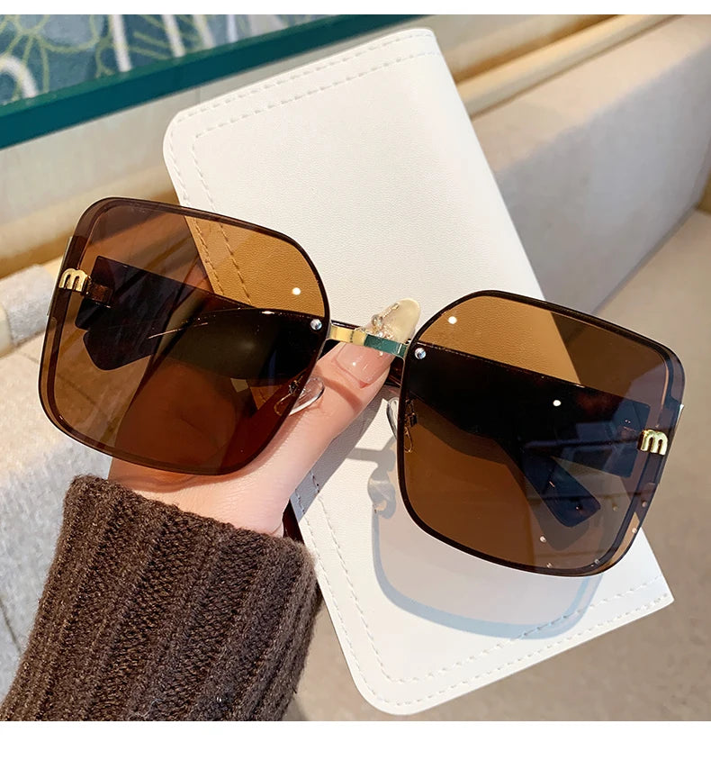 2025 Trend: Frameless Edge Cut M Letters Light Luxury Sunglasses