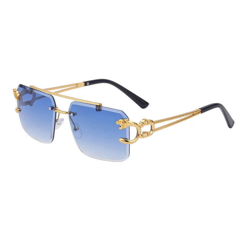 Unisex Leopard Rimless Sunglasses: Stylish Eye Protection with UV400 Lenses