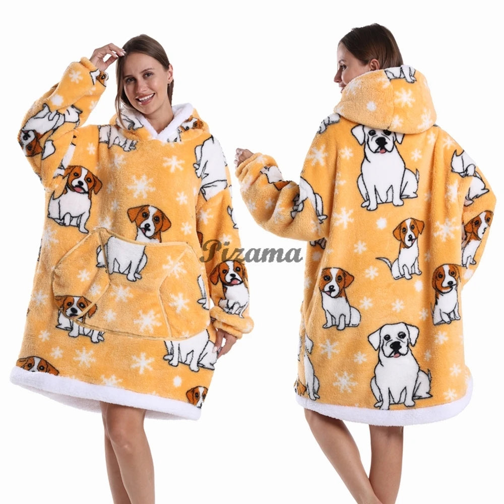 Oversized Wearable TV Blanket: Cozy Full Sleeve Sweatshirt for Halloween and Christmas