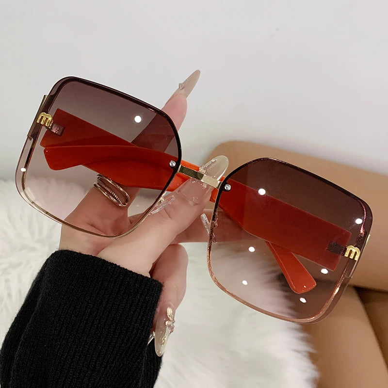 2025 Trend: Frameless Edge Cut M Letters Light Luxury Sunglasses