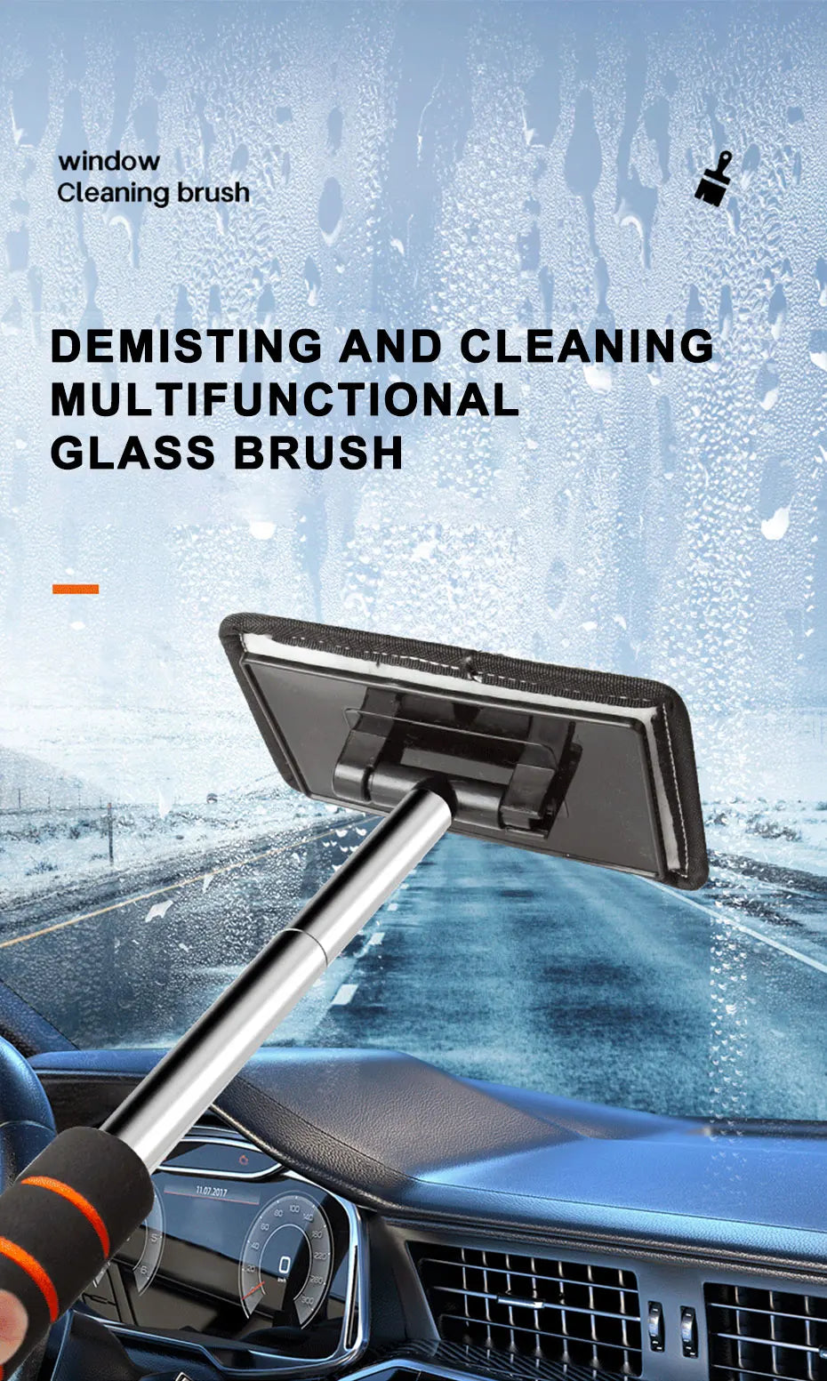 Telescopic Car Windshield Cleaning Brush: Long Handle for Glass Cleaning