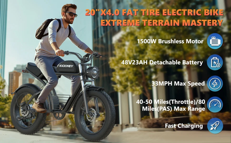 All-Terrain Fat Tire E-Bike: Unleash Your Outdoor Spirit with 20-Inch Wheels