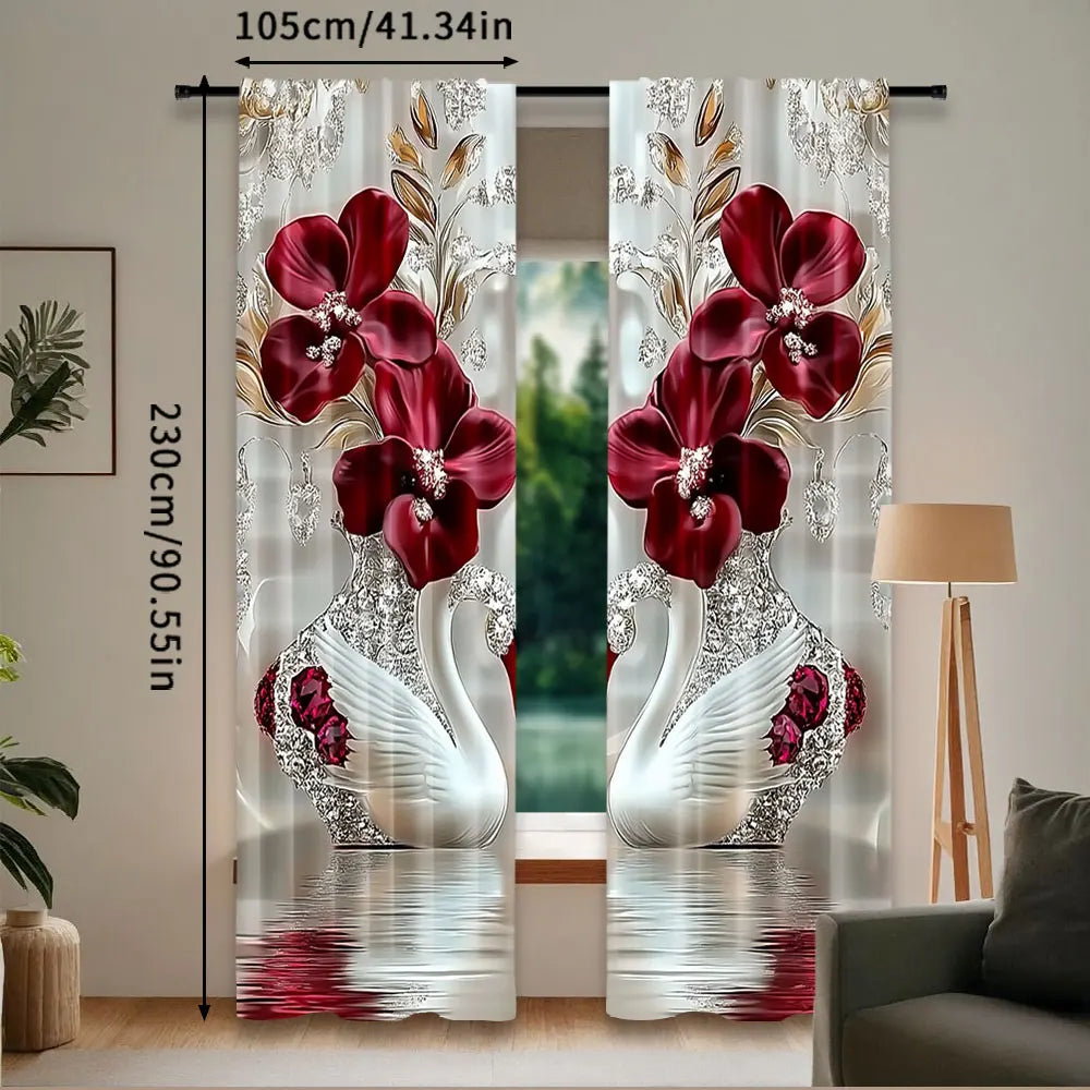 Sophisticated Floral and Swan Curtains: Enhance Your Bedroom and Living Space