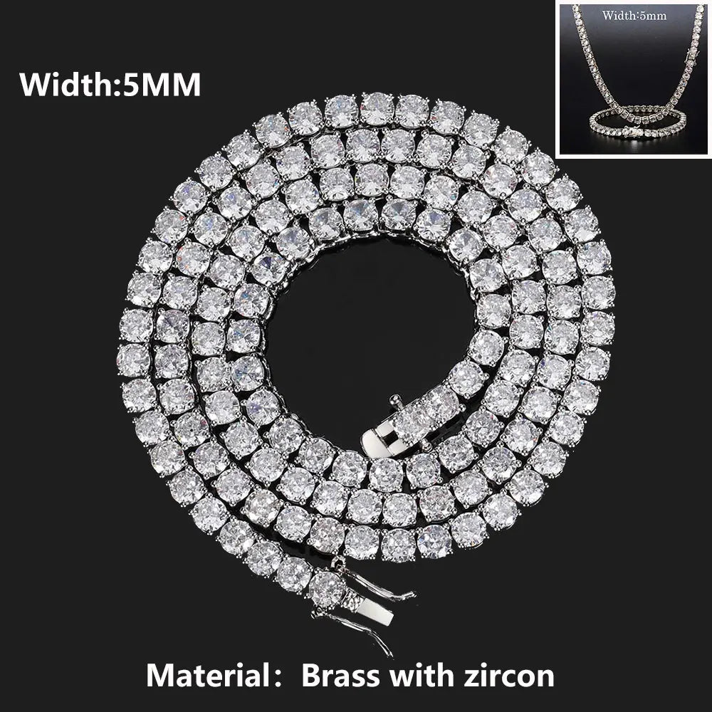 Iced Out Elegance: Single Row Cubic Zirconia Necklace for Men and Women