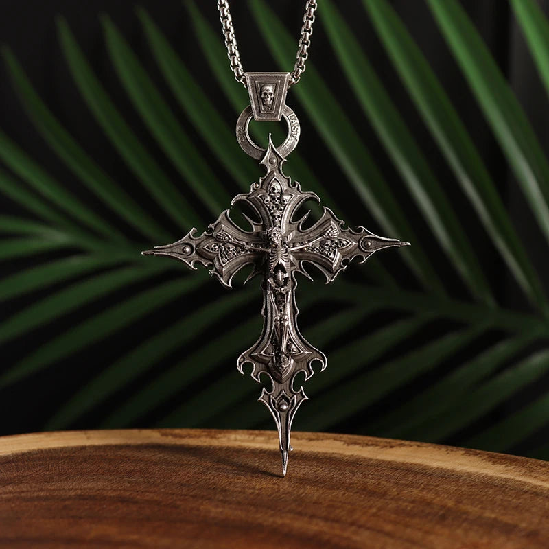 Punk Skull Cross Necklace: Embrace Your Faith with Edge