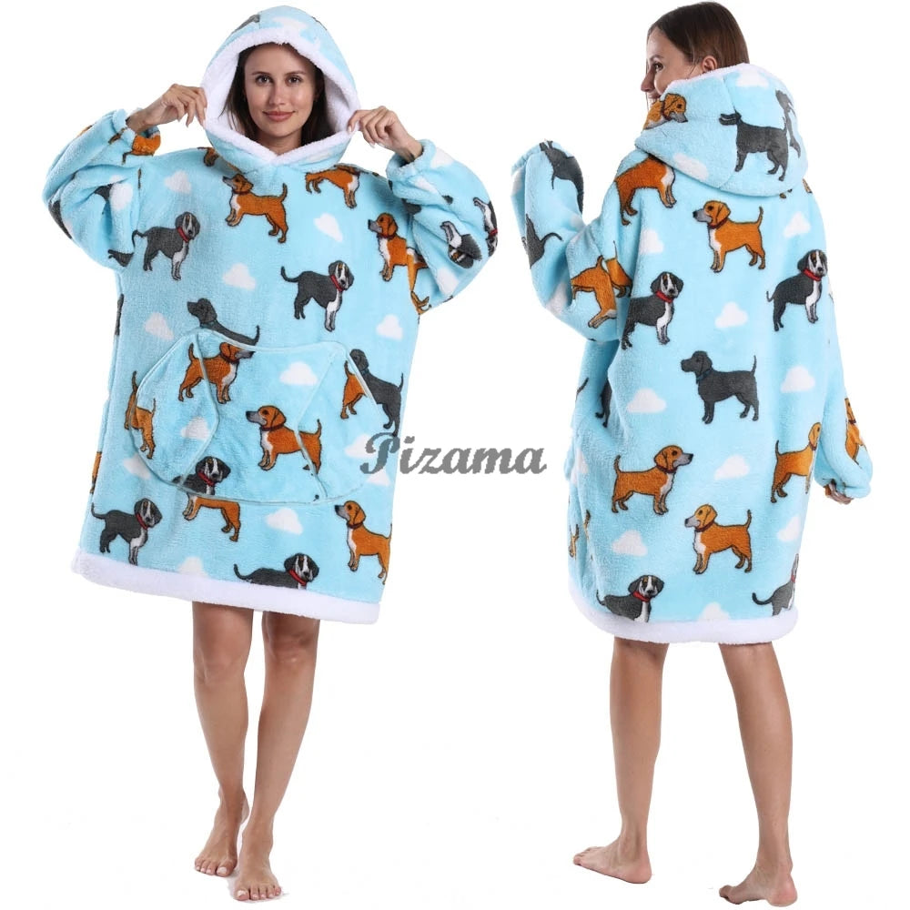 Oversized Wearable TV Blanket: Cozy Full Sleeve Sweatshirt for Halloween and Christmas