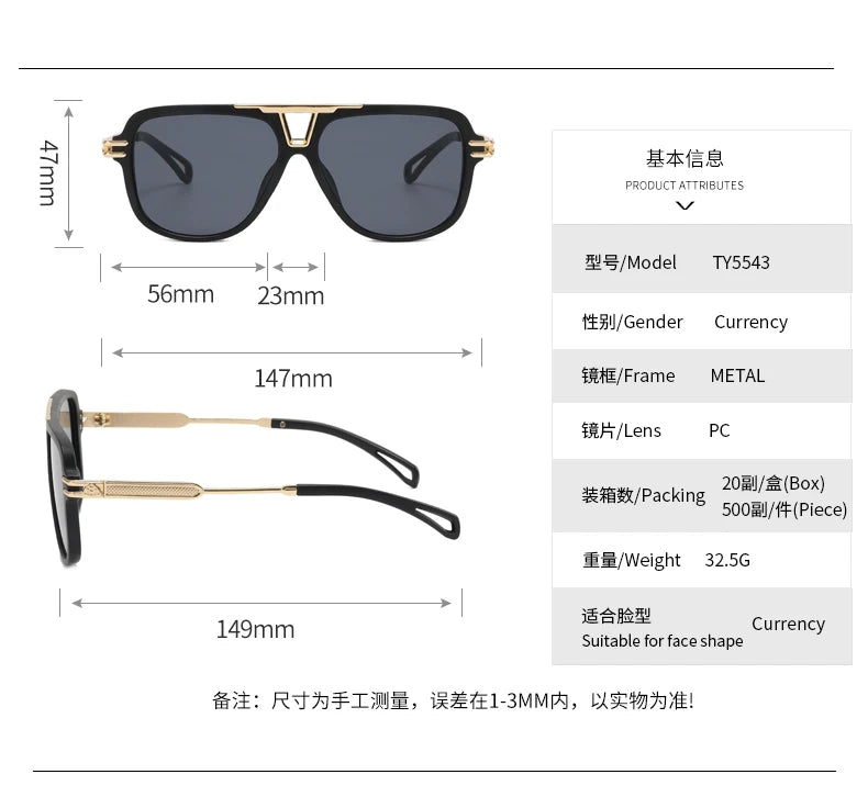 Luxury Look: Fashion-Forward Double Beam Sunglasses for Men