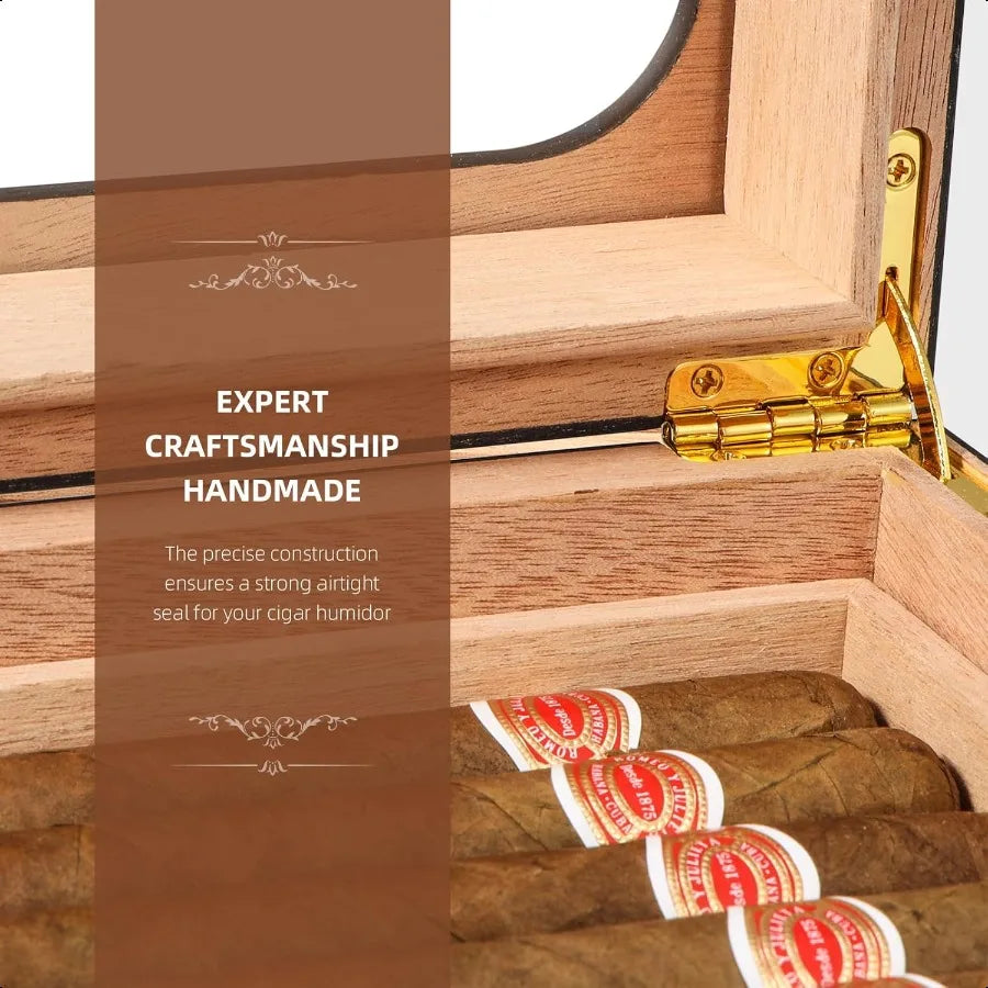 Luxury Cigar Experience: Stylish Humidor with Cedar Wood Tray and Dividers