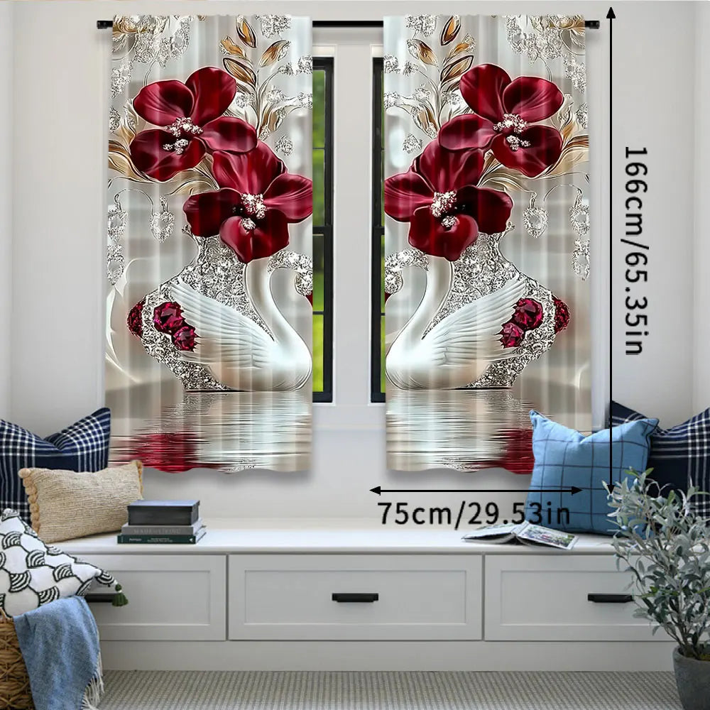 Sophisticated Floral and Swan Curtains: Enhance Your Bedroom and Living Space