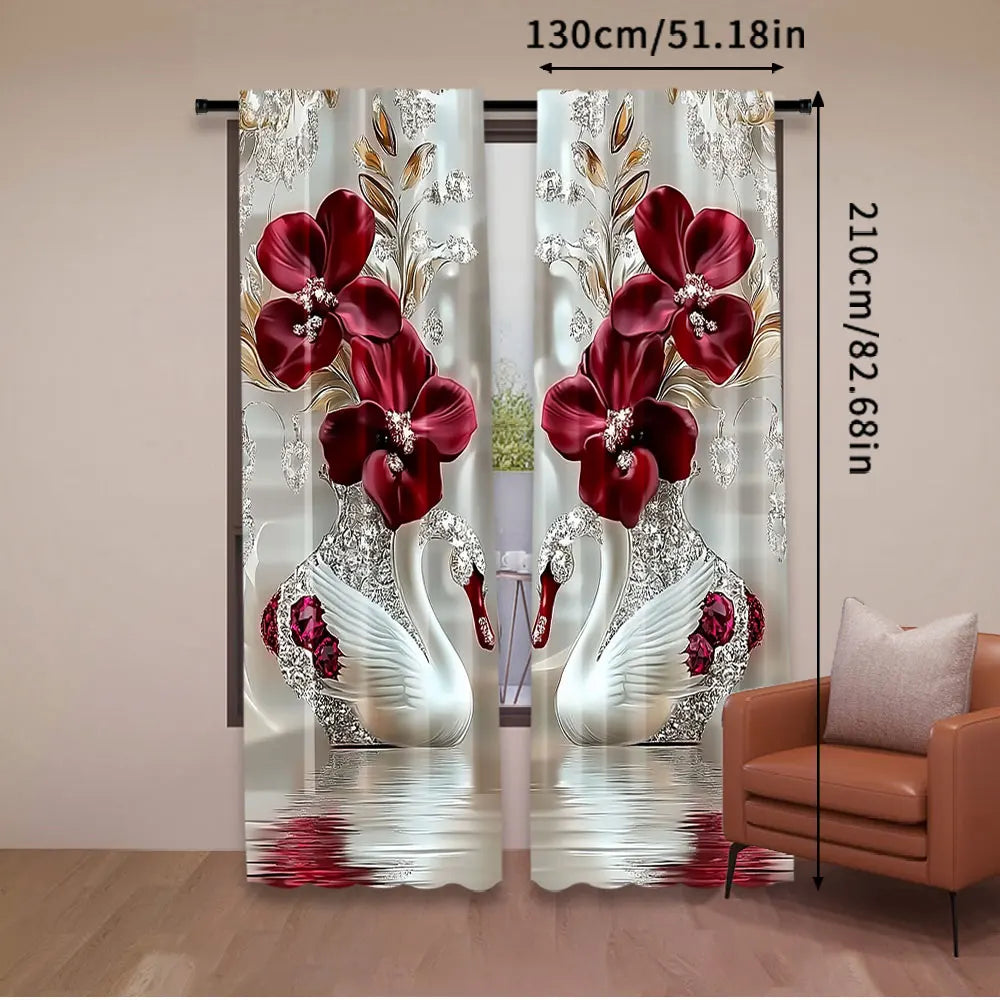 Sophisticated Floral and Swan Curtains: Enhance Your Bedroom and Living Space