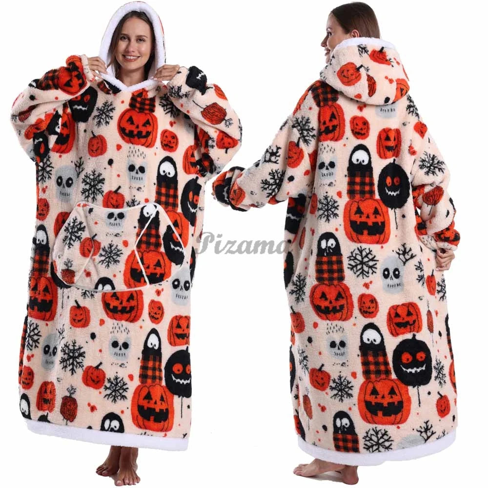 Wearable Sherpa Blanket Hoodie: Perfect for Halloween and Holiday Comfort