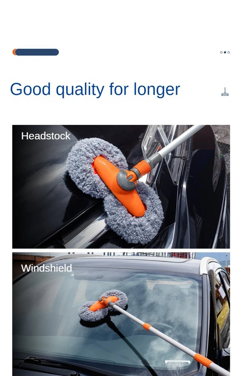 Telescopic Car Wash Mop: Three-Section Design for Roof and Window Maintenance