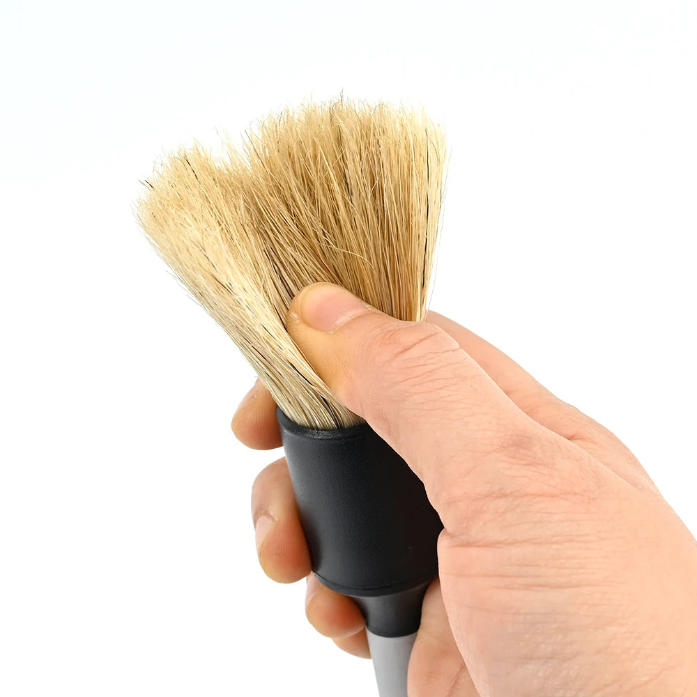 DetailPro Boar Hair Brush Set: Ultra Soft Brushes for Precision Car Cleaning