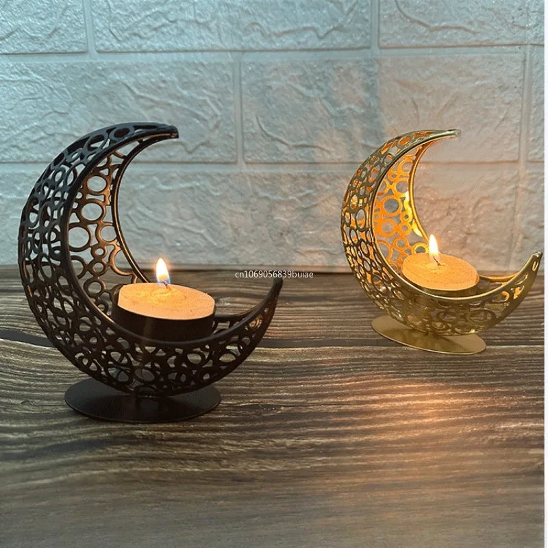 Celestial Candle Holder: Elegant Moon and Star Design for Festive Decor