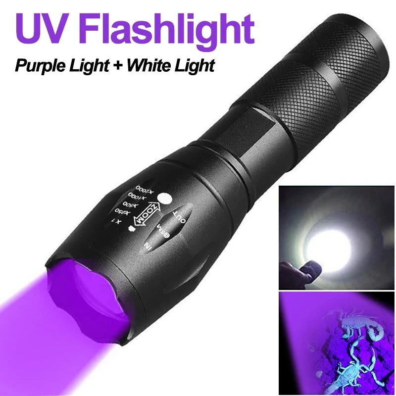 UV Flashlight: Dual Light 395nm Torch for Pet Stains and Detection
