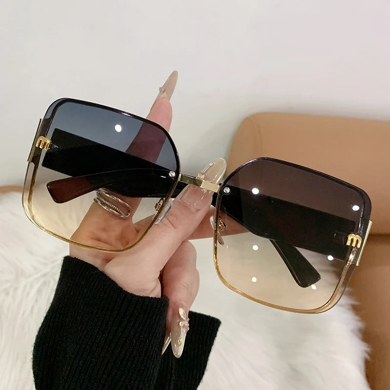 2025 Trend: Frameless Edge Cut M Letters Light Luxury Sunglasses
