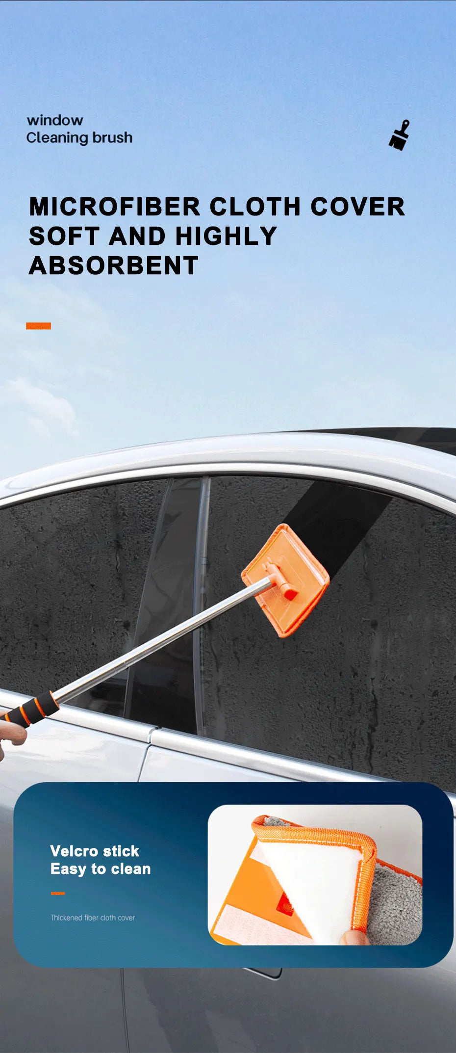 Telescopic Car Windshield Cleaning Brush: Long Handle for Glass Cleaning