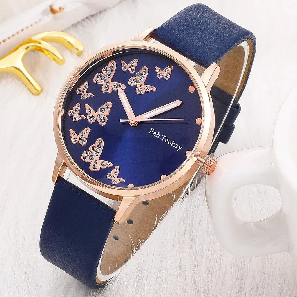 Elegant Butterfly Watch Set: Timeless Style with Sparkling Details