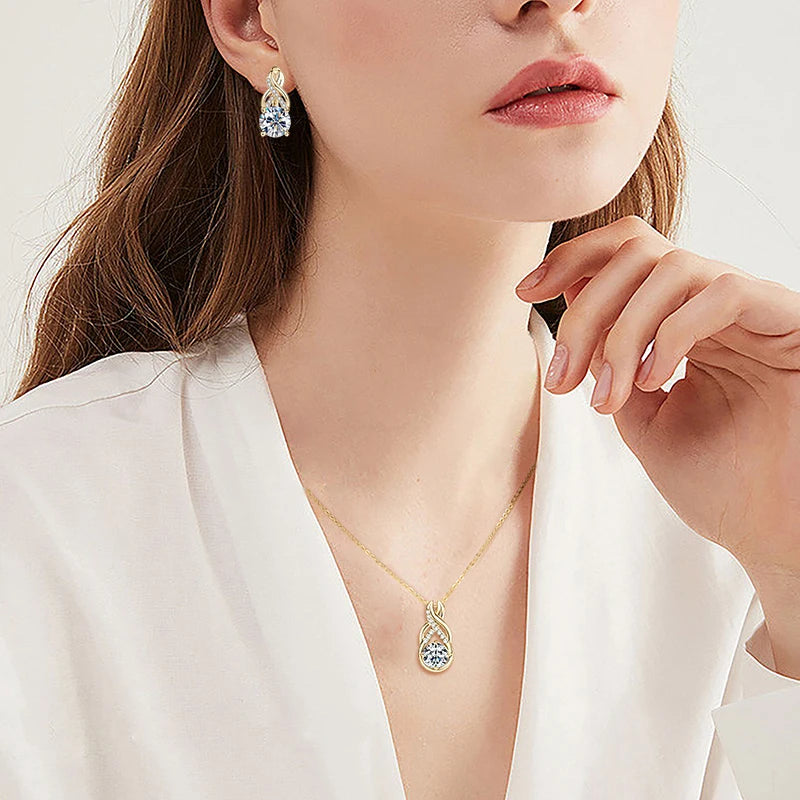 Classic Charm: Dazzling Moissanite Pendant and Hoop Set for Her